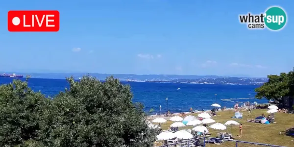 Izola webcam – panoramic view from Belvedere Hotels over the Adriatic Sea and Gulf of Trieste