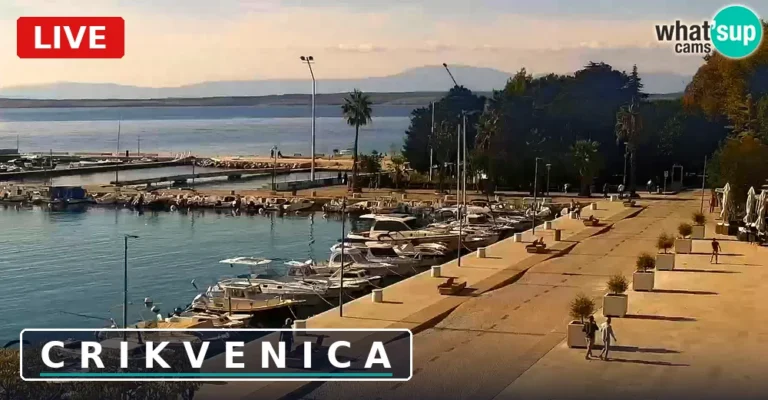 Live webcam view of the harbour and seafront promenade of Crikvenica, Croatia