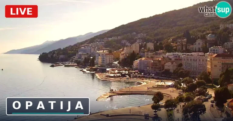Live webcam view of the Opatija waterfront and Kvarner Bay from above, Croatia