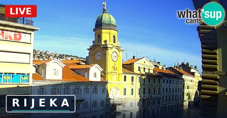Webcam live della Torre civica con l'orologio nel centro di Fiume (Rijeka), Croazia
